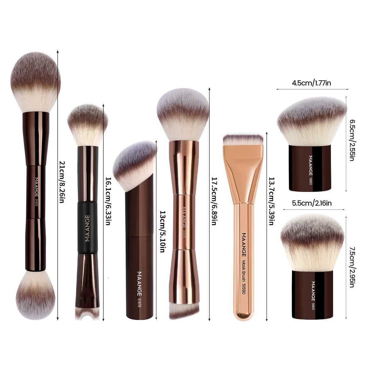 MAANGE 7PCS Makeup Brushes Set Dual-ended Foundation Contour Brush for Blending Liquid Powder Soft Bristle Makeup Tools TravelT251205