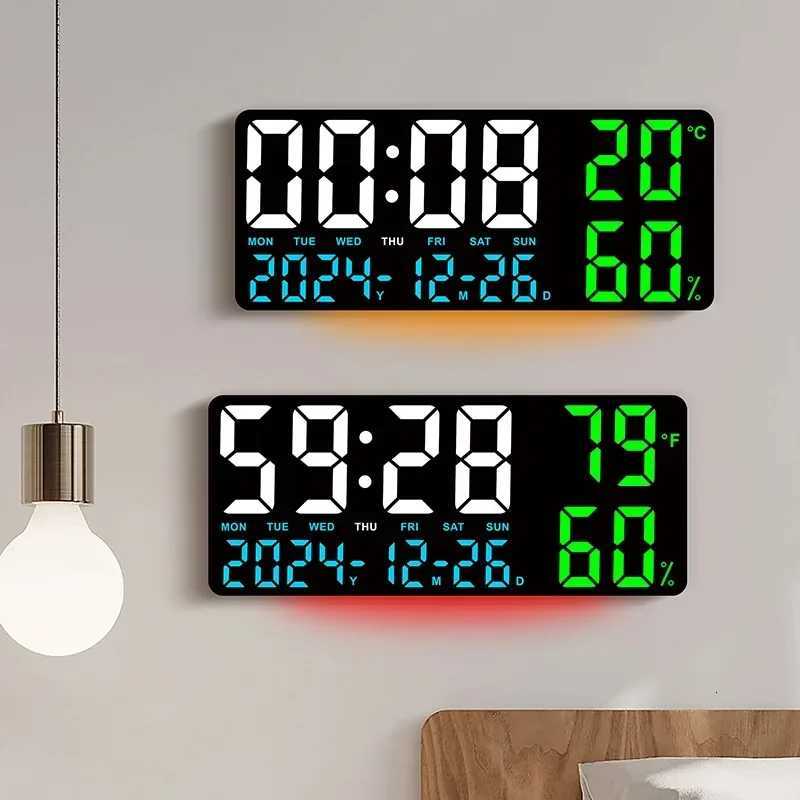 Digital Wall Clock with Atmosphere Lights Remote Control TEMP Humidity Display LED Large Table Clock Multifunctional Alarm Clock M251205 - view 5