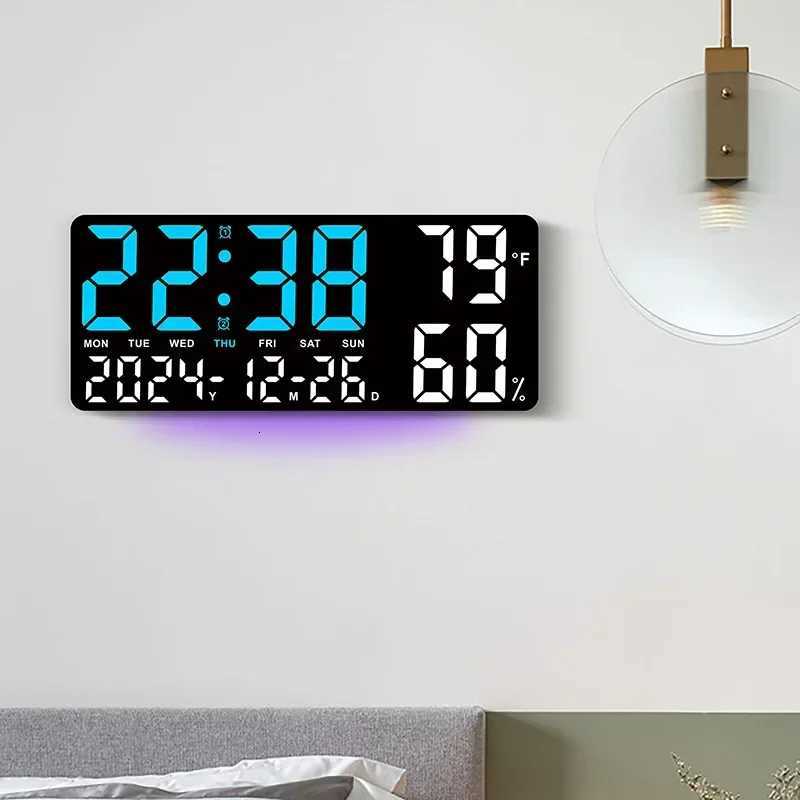 Digital Wall Clock with Atmosphere Lights Remote Control TEMP Humidity Display LED Large Table Clock Multifunctional Alarm Clock M251205 - view 4