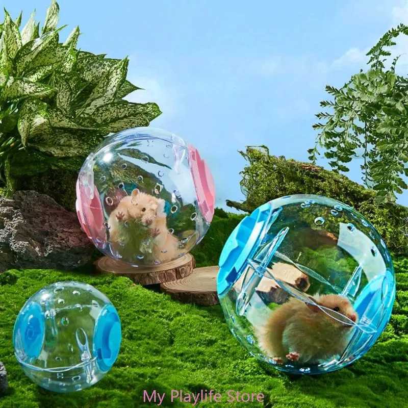 Small Pet Hamster Running Ball with Leash Exercise Toy Household Running Jogging Toy Hamster Spinning 18cm M251205