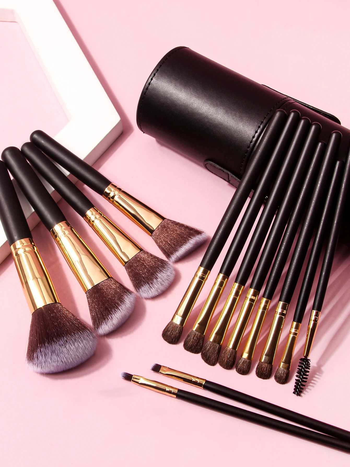 15 PCS Professional Makeup Brush Set With Makeup Brush Holder Wooden Handle Cosmetic BrushesT251205