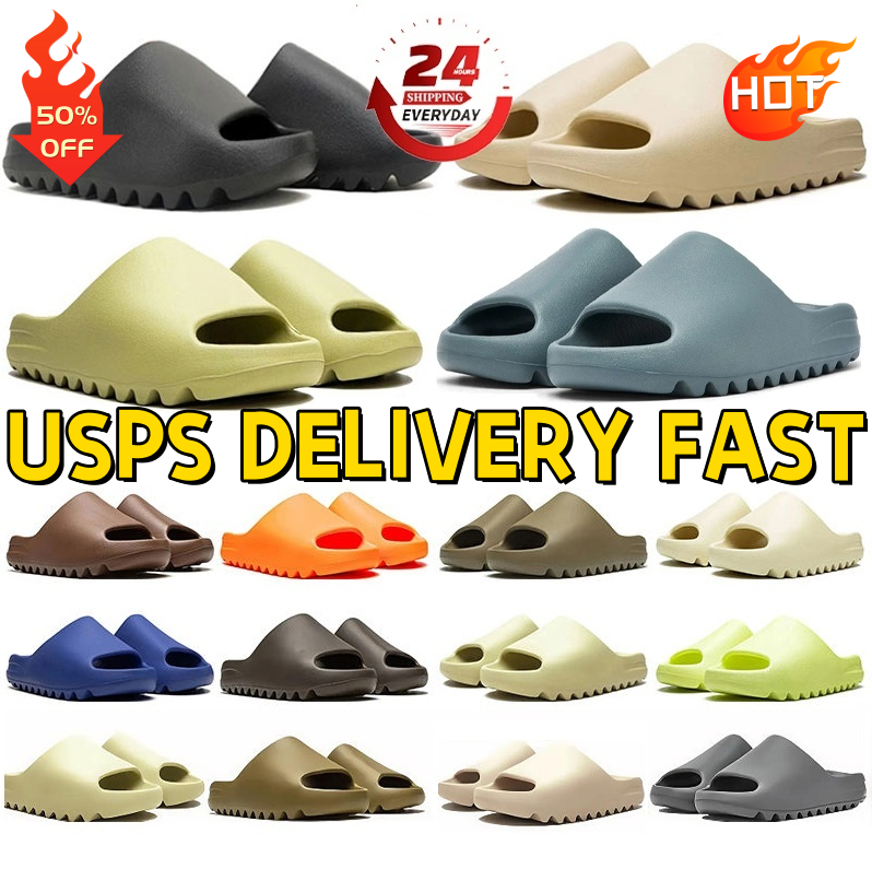 Designer slides for men women slippers sandals Onyx Cinder Sand Bone Resin Stone Sage Slate Grey Vermilion Womens slide Mens slipper Summer Beach Sandal