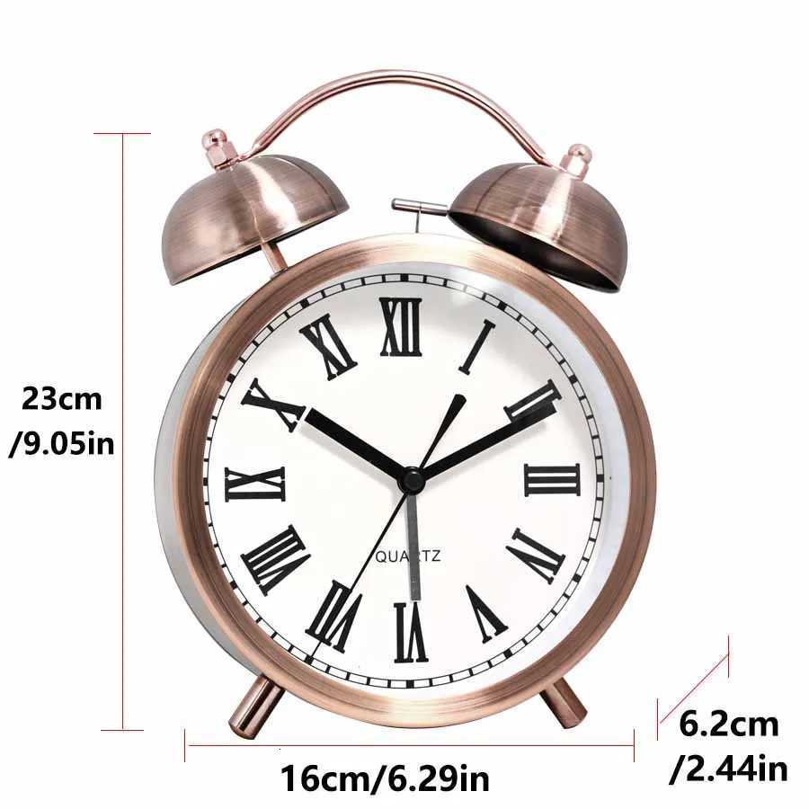 6-inch minimalist electroplated metal alarm clock desktop silent clock loud ringing table clock bedroom bedside decoration M251205 - view 3