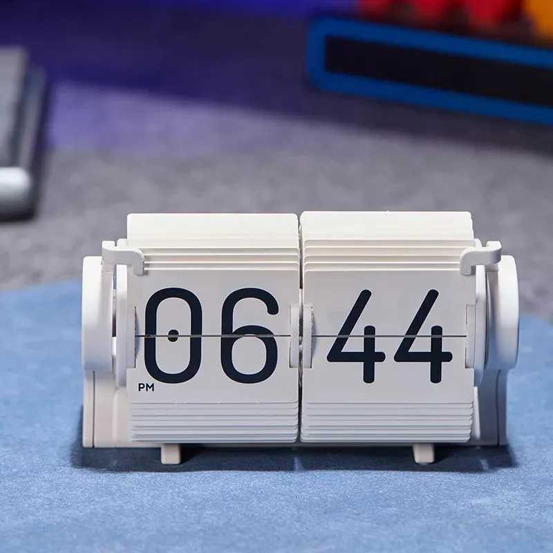 Vintage Flip Clock - Smart Mechanical Desk Calendar with Automatic Date Alarm Retro Time Management Tool for Home Decor Desk M251205 - view 3
