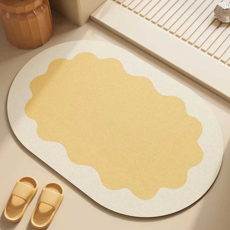 Dopamine cream wind diatom mud bathroom absorbent floor mat toilet door non-slip stepping foot pad quick drying pad H251205