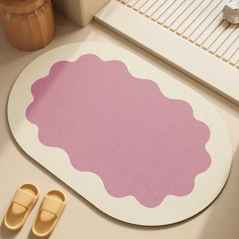 Dopamine cream wind diatom mud bathroom absorbent floor mat toilet door non-slip stepping foot pad quick drying pad H251205