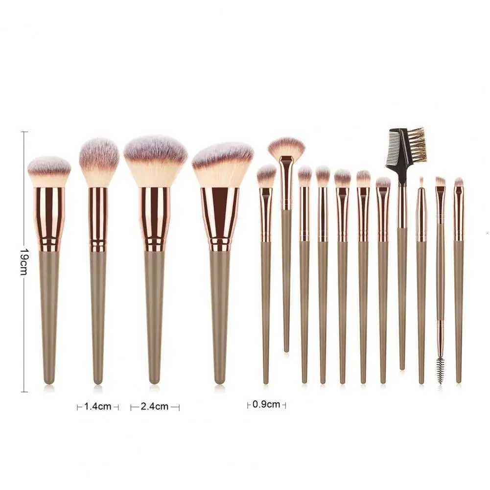 15pcs Champagne Makeup Brushes Set for Cosmetic Foundation Powder Blush Eyeshadow Kabuki Blending Make Up Brush Beauty ToolT251205