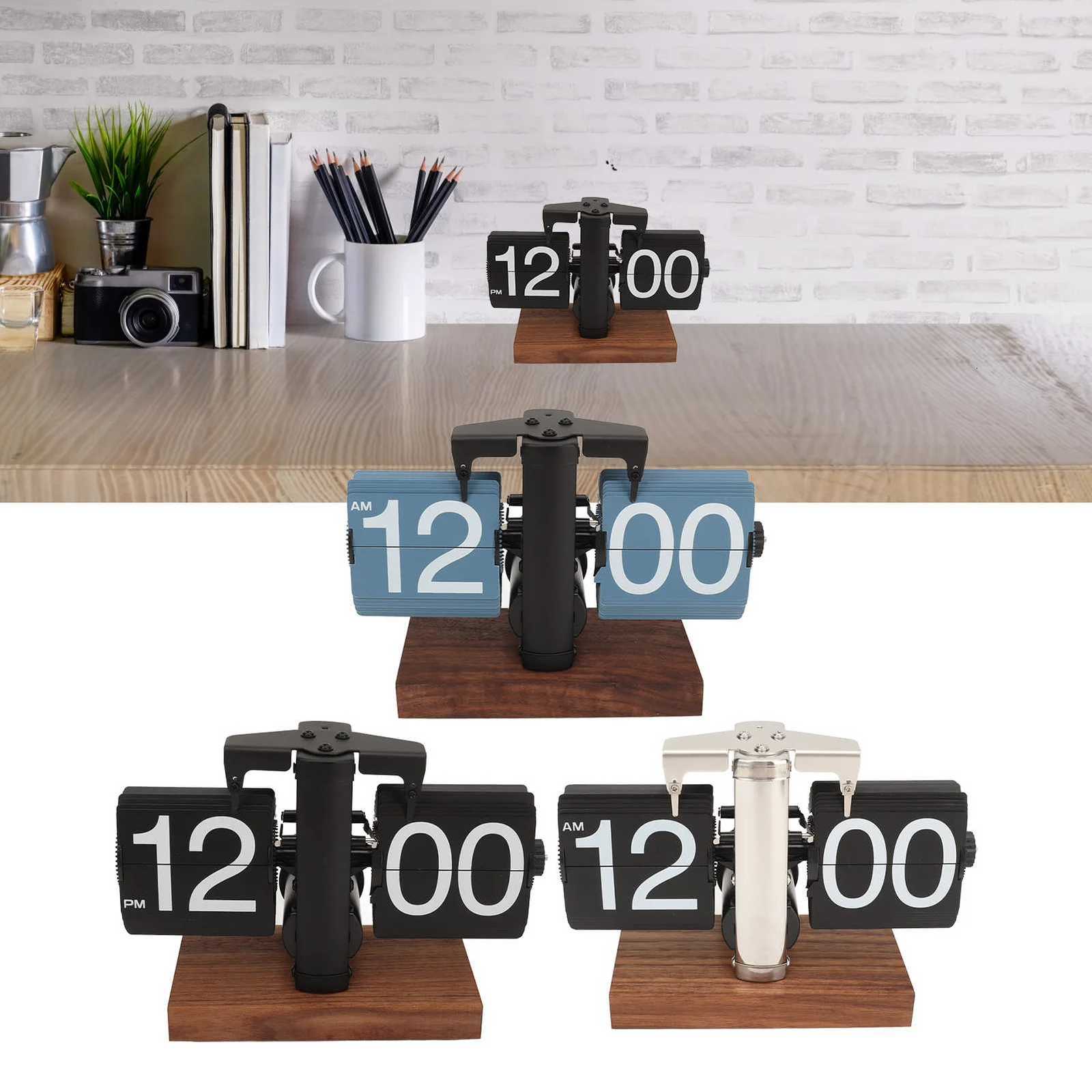 Vintage Automatic Flip Mechanical Clock Battery Powered Flip Desktop Clock Vintage Flip Clock for Home Office Room Decoration M251205
