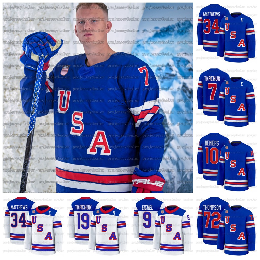 Team USA 2026 Winter Olympices Hockey Jerseys J.T. Miller Matthew Tkachuk Jason Robertson Larkins Tage Thompson Cole Caufield Jack Eichel Clayton Keller Men Custom