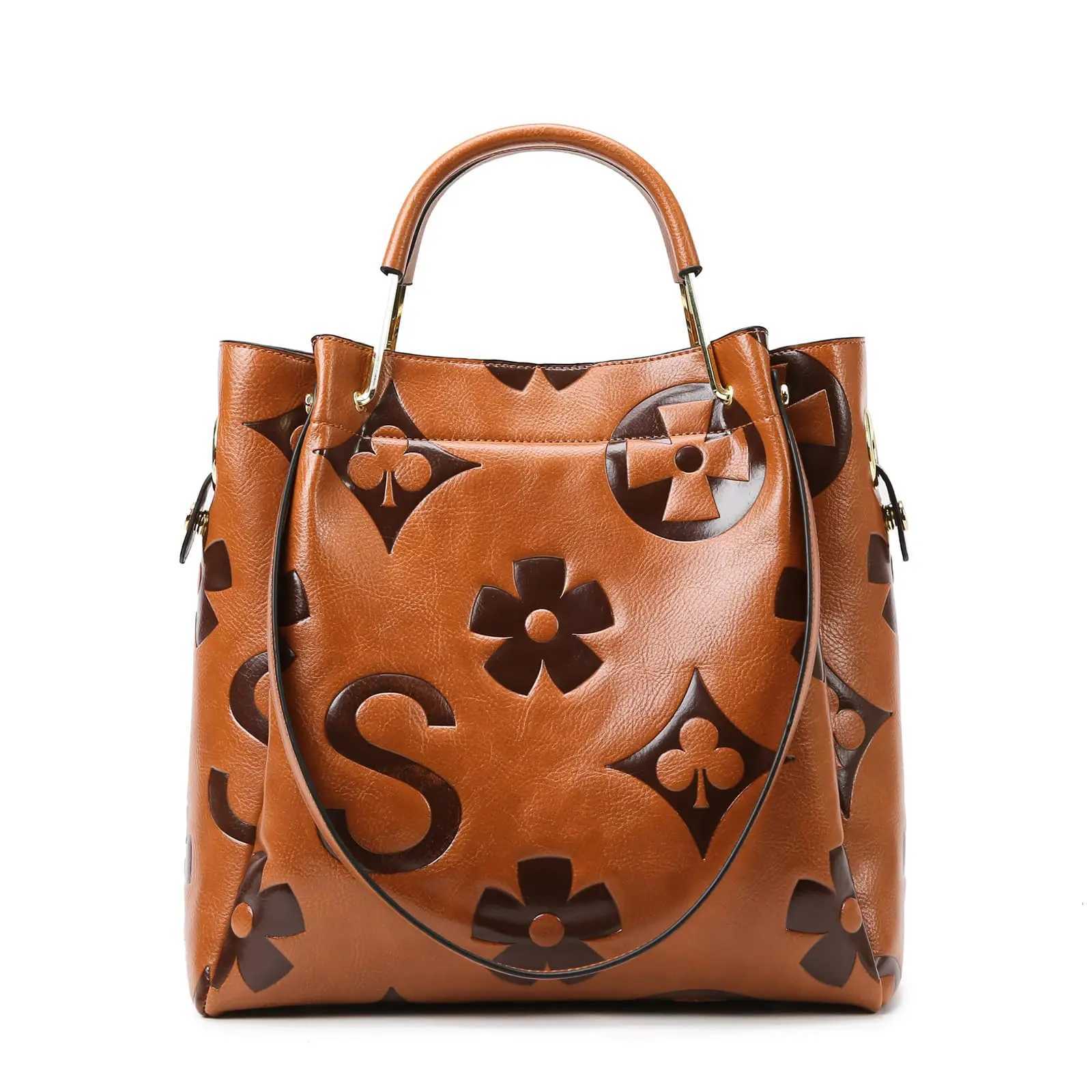 Womens Top-handle Handbags Large Shoulder Bag Embossed Leather Top Handle Handbag Set Ladies Bucket Hobo Tote For Work TravelT251205