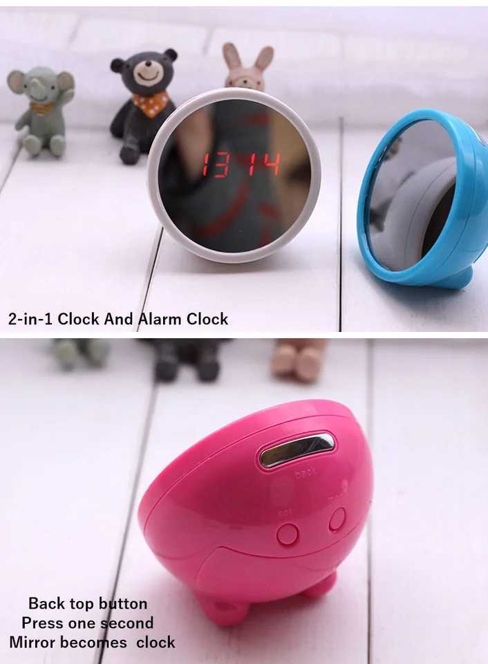 Led Mirror Digital Alarm Clock Calendar Desktop Electronic Table Clocks Bedroom Living Room Makeup Mirror Desktop Decoration M251205 - view 4