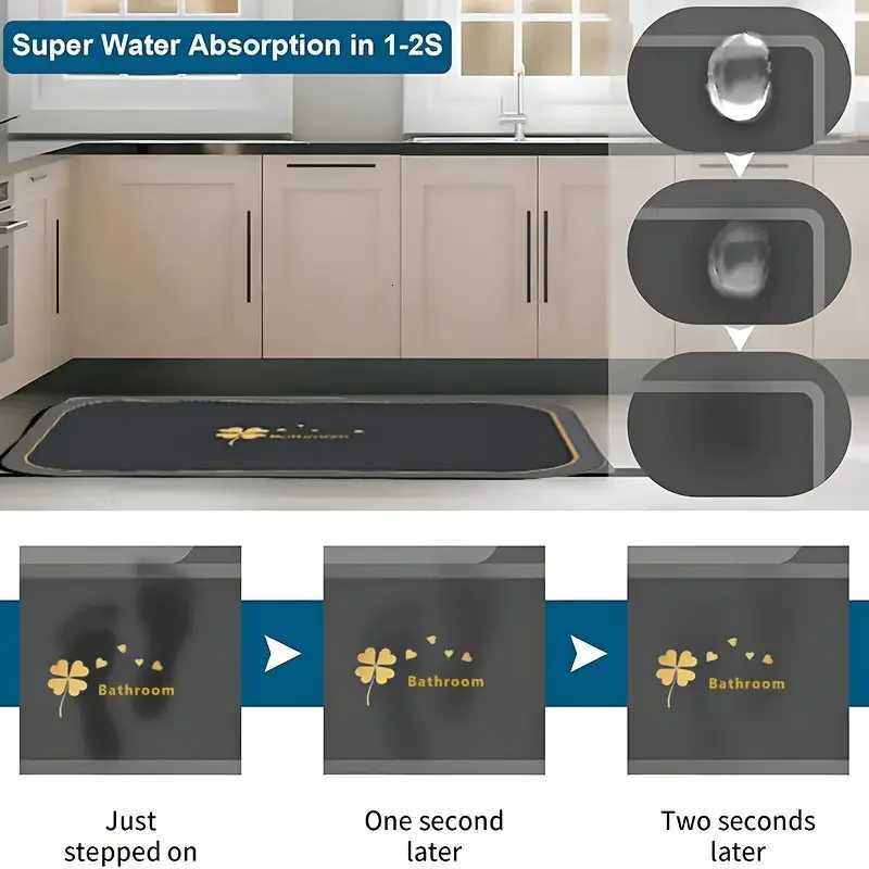 VIKAMA Super Absorbent Floor Mats Suitable For Bathroom Non-Slip Absorbent Floor Mats Diatom Mud Bath Mats Quick Drying Soft H251205