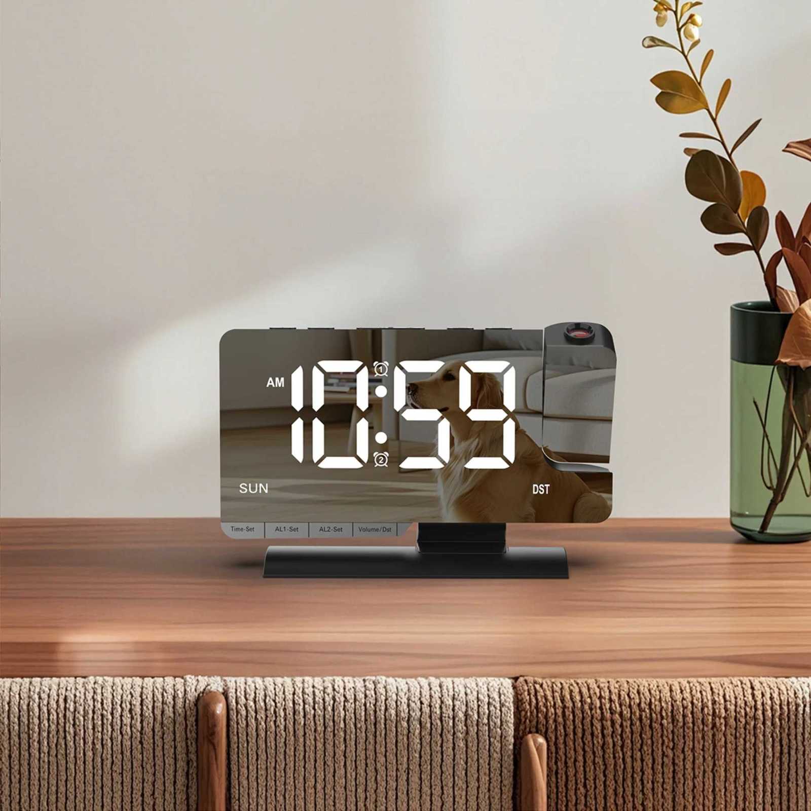 Office Student LED Projection Alarm Clock 180 Rotating Digital Clock Weekday/Weekend Mode Dimmer Multifunctional M251205 - view 3