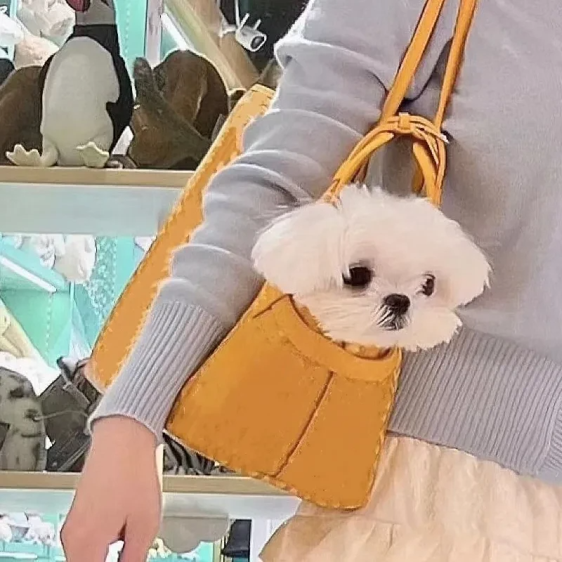 Designer Dog Carrier Purse, Portable Travel Pet Carrier, Sided Tote Carrier for Small Animals, Leather Travel Bag Ideal for Shopping, Outdoor Hiking,  - view 3