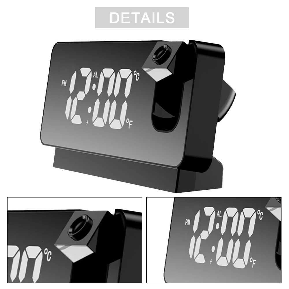 Digital Alarm Clock 180 Projector on Ceiling Projector Bedside Alarm Clock USB Charging Temperature Display for Bedroom Office M251205 - view 6