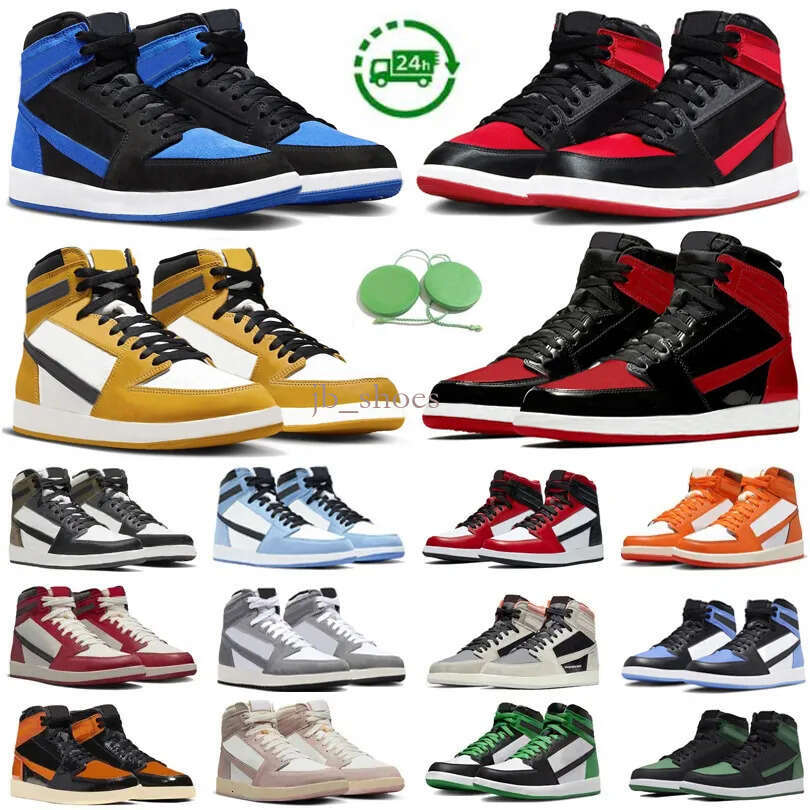 Basketball Shoes For Men Women Sneaker Satin Bred Patent Unc Toe Yellow Ochre Lucky Pine Green Dark Mocha Royal Reimagined Denim Mens Trainers Sports Sneakers 36-48