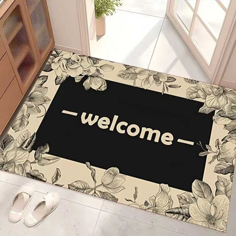 American Style High-end Light Luxury Floral Flannel Floor Mat Home Entrance Door Mat Kitchen Door Mat Anti Slip Foot Mats H251205