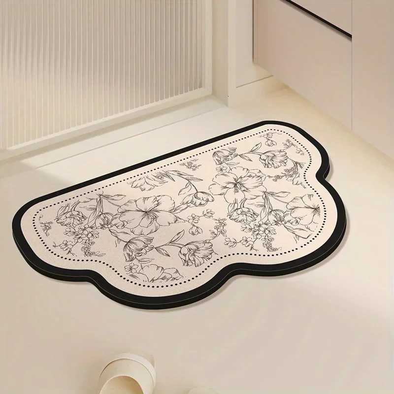 VIKAMA Light Luxury European Flower Bathroom Absorbent Floor Mat Diatomite Toilet Floor Mat Bath Door Carpet Home Decor H251205