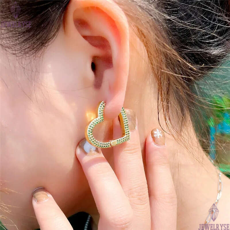 Cute Luxury Heart Designer Hoop Earrings for Women Girls White Blue AAA Cubic Zirconia 14K Gold Plated Copper Earring Party Valentines Day Girlfriend 