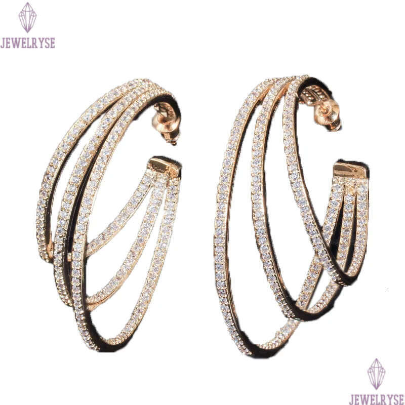 Luxury Charm Big Gold Diamond Earring Designer for Woman Party Round AAA Cubic Zirconia South American Copper 925 Silver Sterling Post Earrings Annive