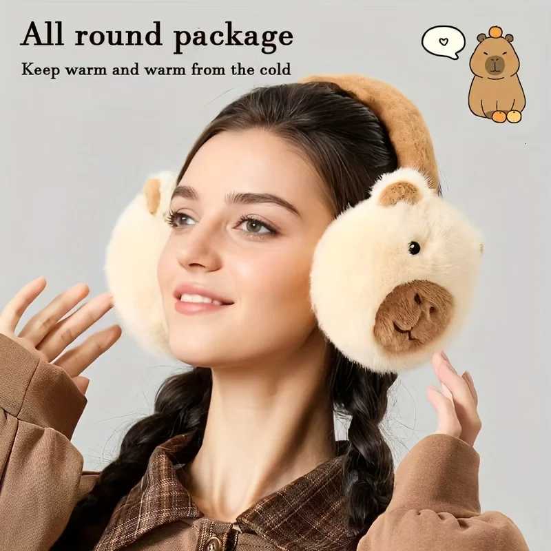 Cozy Capybara Plush Earmuffs for Women - Cute Cartoon Design Foldable Warm Ear Covers Perfect Winter AccessoryXJ251205 - view 3