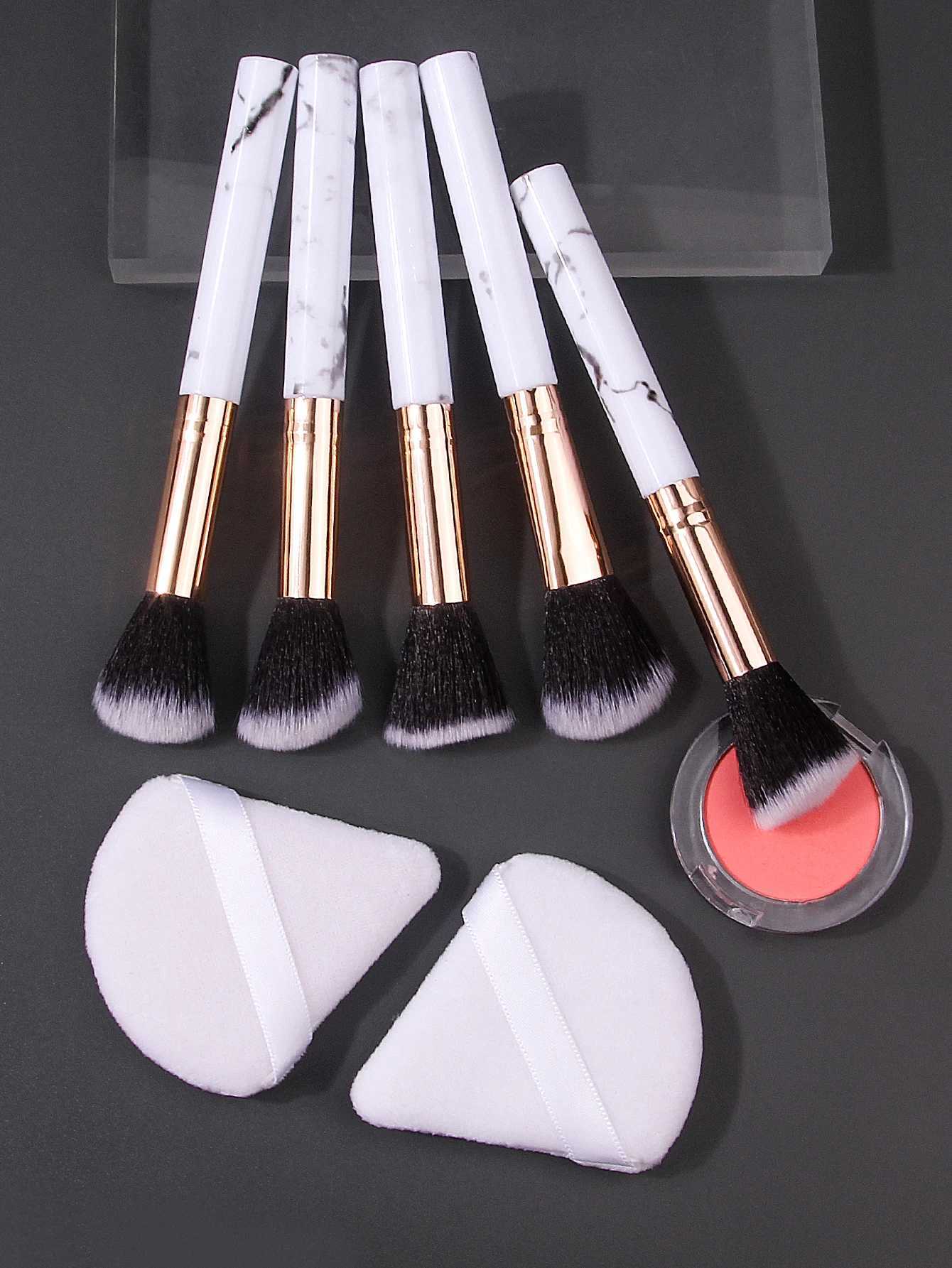 12PCS high-quality makeup brush set loose powder brush eyeshadow brush makeup set brush soft triangular powder puffT251205