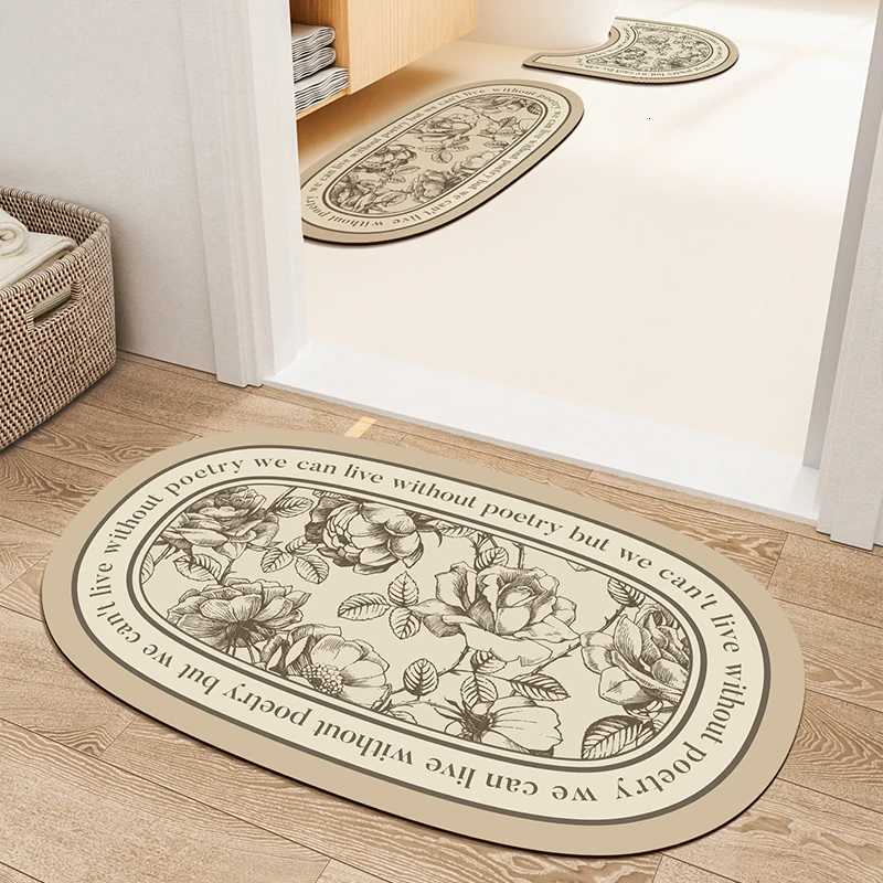 VIKAMA 3PCS Bathroom Water Absorbing Soft Pvc Floor Mat U-Shaped Toilet Seat Pad Anti-Slip Wash Basin Carpet Home Decoration H251205