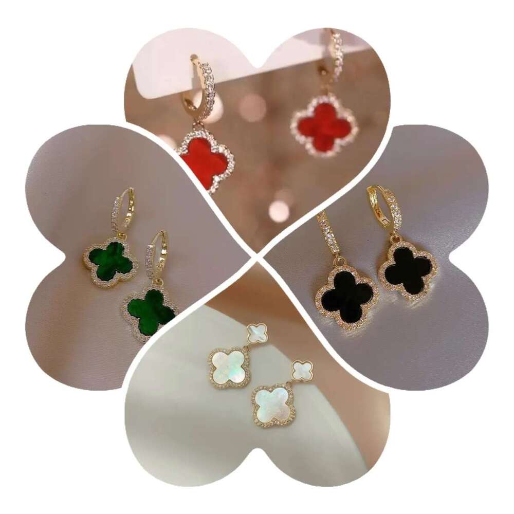 Earring Designer earring luxury jewelry Four-leaf clover for women senior classic small fragrant wind new gold light flash Unisex earrings very good