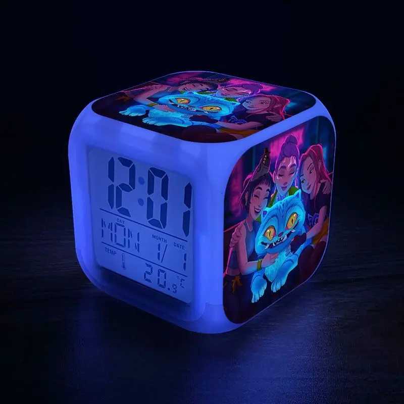 New KPop Demon Hunters Mira luxury Jinu Zoey Cartoon Cute Alarm Clock Student Bedside Night Light Electronic Clock Decorative Ornament M251205 - view 6