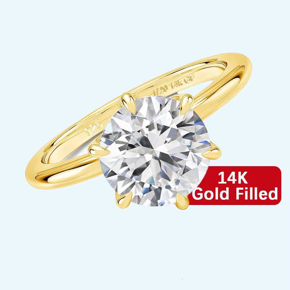 14K Gold Filled Jewellery 925 Silver Anillos Fadeless Womens Luxury Engagement 3ct 2ct 1ct 6 Prong Moissanite Ring