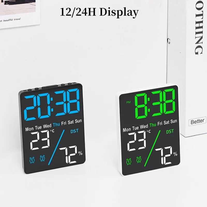 Digital Alarm Clock TEMP Humidity Week Dual Alarm Snooze DST Table Clock Auto Dimming 12/24H USB Output Charging Port LED Clock M251205 - view 7