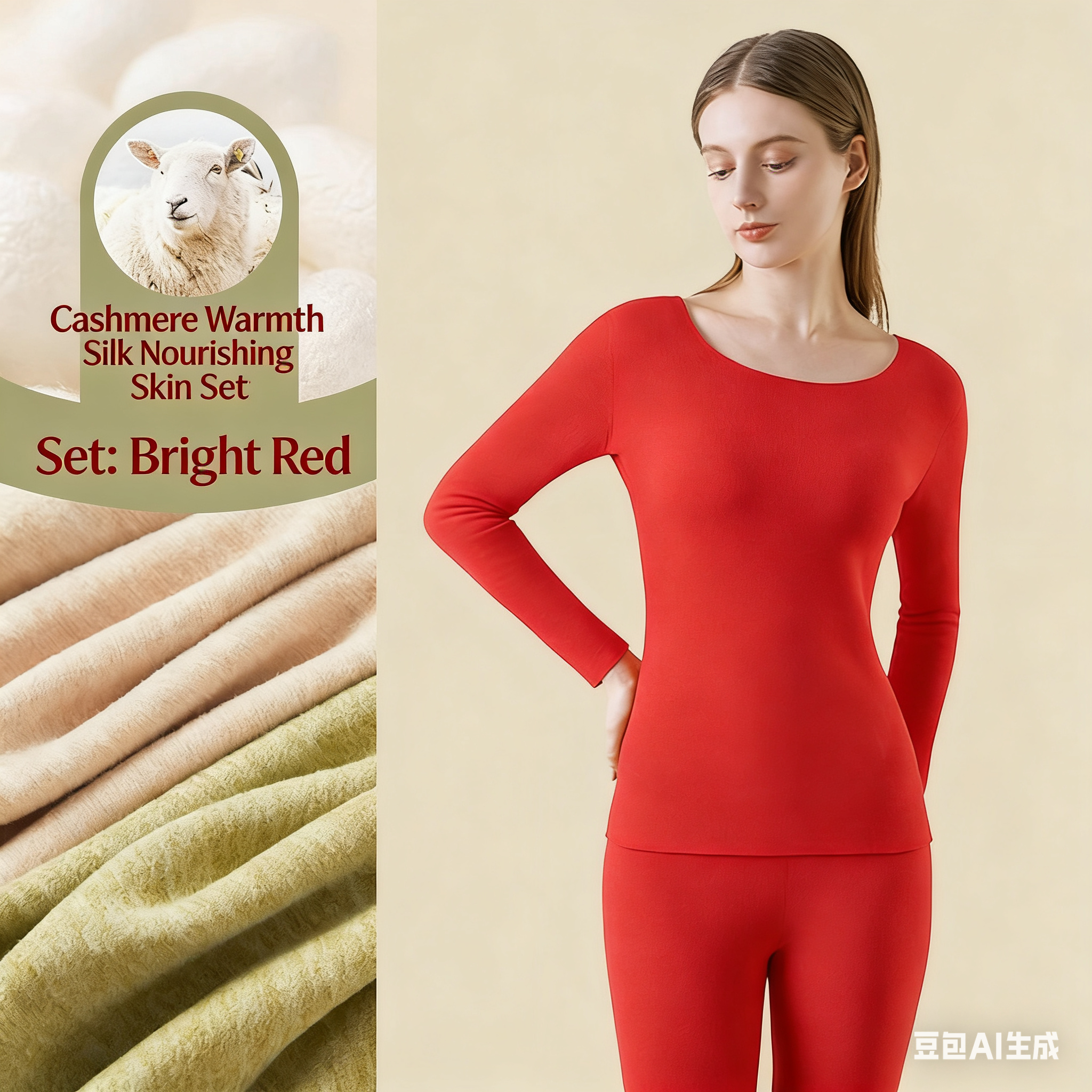 Women's Cashmere & Silk Autumn/Winter Thermal Set: Fleece-Lined Long Johns, Double-Sided Fleece Underwear, Thickened Leggings - Slim-Fit Base Lay