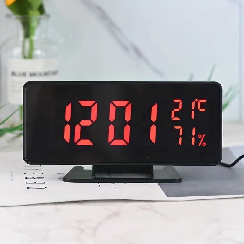 Digital Alarm Clock with Temperature Humidity 3 Alarms Snooze Desk Table Clock Night Mode 12/24H USB Electronic LED Clock M251205 - view 4