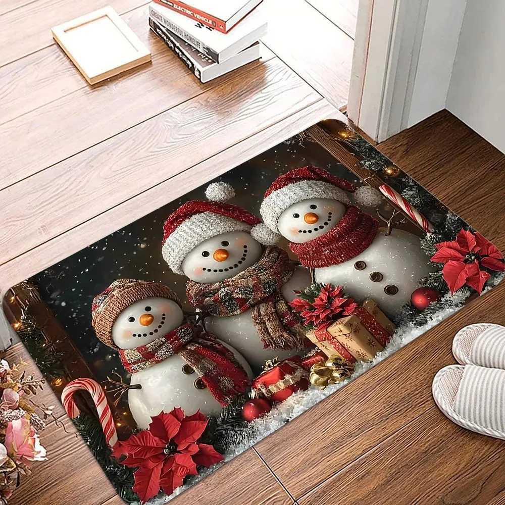 Christmas Snowman Welcome Mat Floor Rug Washable Bedroom Kitchen Entrance Doormat Home Decor Carpet H251205