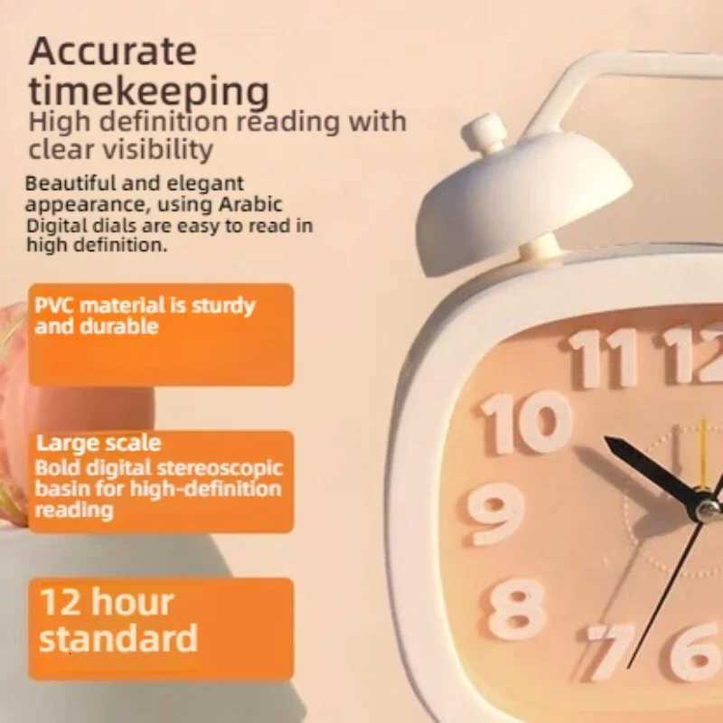 Ultra-quiet Lovely Table Desk Alarm Clock for Kids Children Boys GirlsRed/Yellow/White/Green/Pink M251205 - view 4