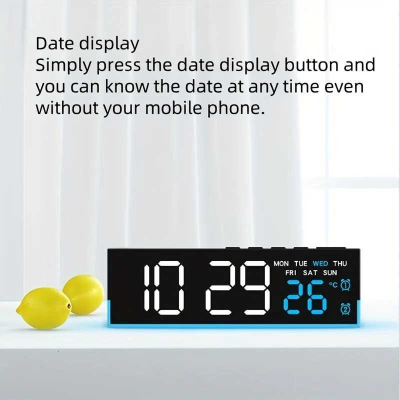 1PC Smart Bedside LED Clock Alarm clock digital clock with Night Light - Digital Alarm and Time Display 12/24H Switch LED Cloc M251205 - view 6