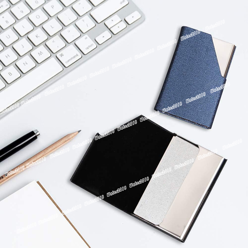 Business Card Holder Upgraded Leather Card Case Metal Slim Pocket Name Card Box RFID Blocking Business Cards Carrier with Magnetic Closure 10 Colors