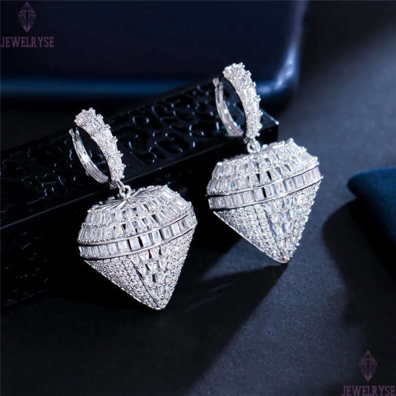 Luxury fashion charm full diamond earring designer for woman party South American AAA Cubic Zirconia Copper Bride Wedding Engagement Silver Earrings G