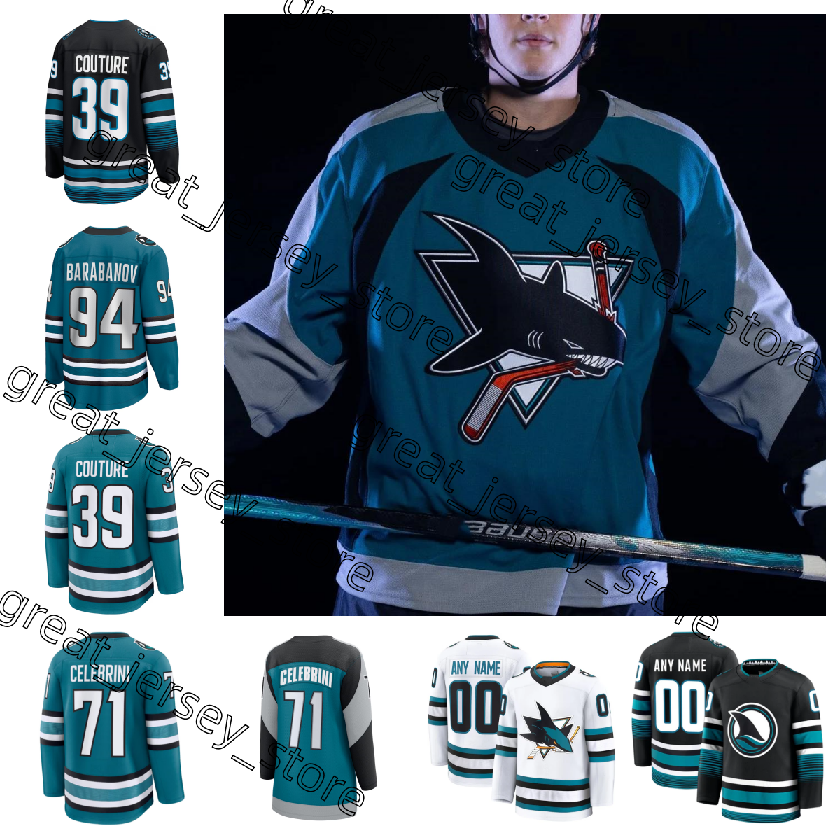 71 Macklin Celebrini Logan Couture Mikael Granlund Sharks hockey jerseys William Eklund California Fabian Zetterlund Mackenzie Blackwood Custom 2026 Men youth