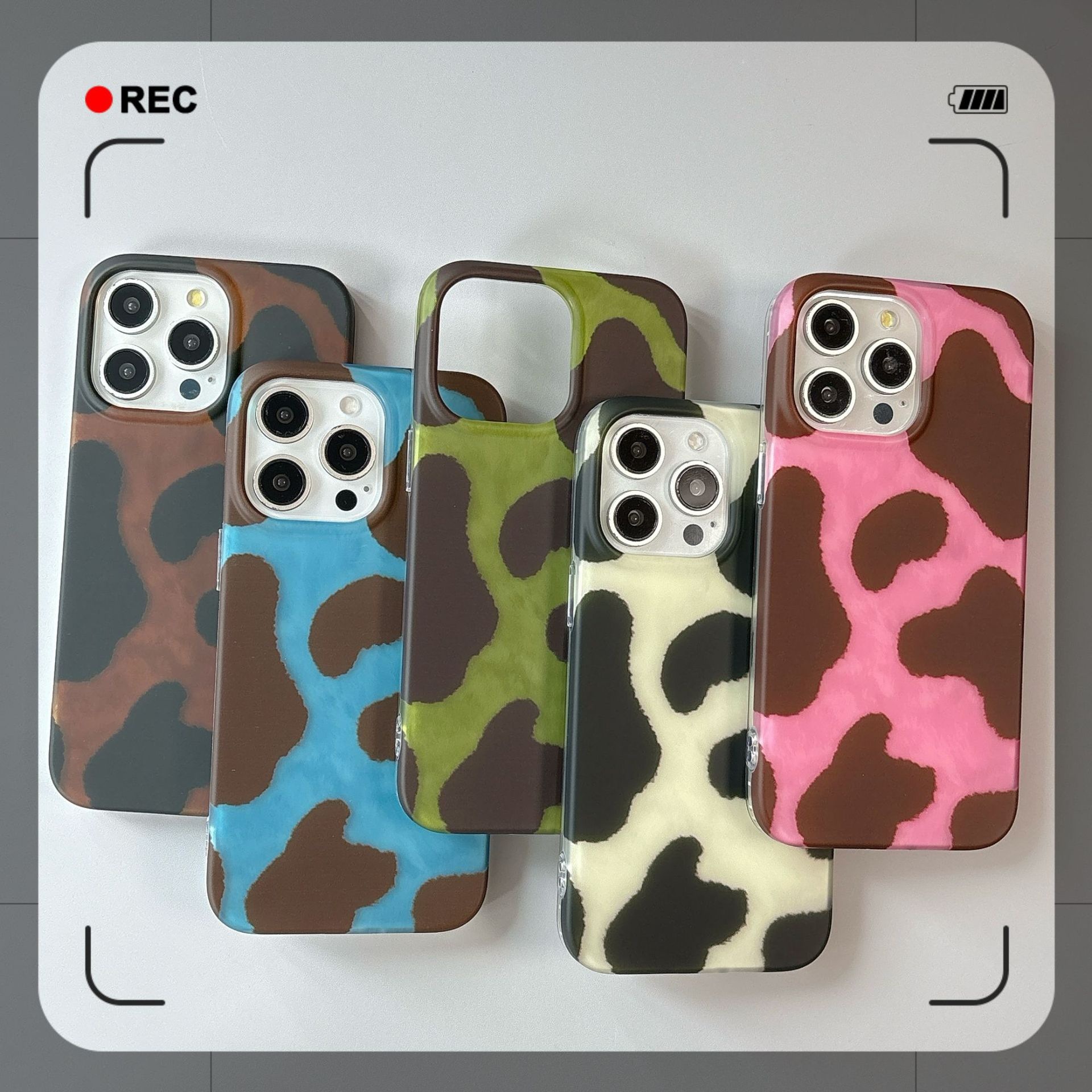 INS Korean Style Matte Cow Pattern Compatible with 17 Pro Max Apple iPhone 16 Case 15/14 Retro 13 for Women
