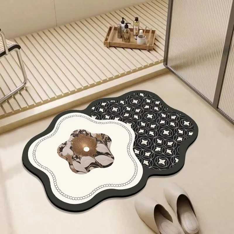 Toilet door floor mat Diatom mud absorbent non-slip mat Toilet carpet Bathroom floor mat Silicone door mat H251205