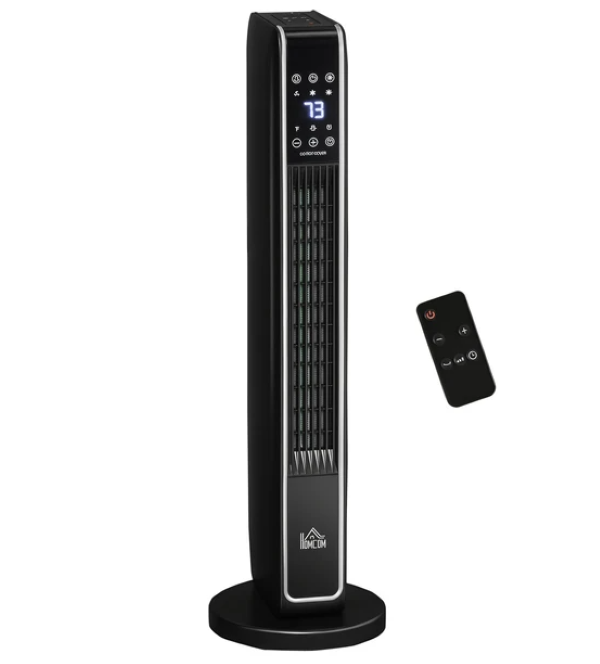 2-In-1 Portable Electric Tower Heater, Oscillating Space Heater for Indoor Use with Remote Control, 8H Timer, Three Heating Modes(High, Low, Fan), 750