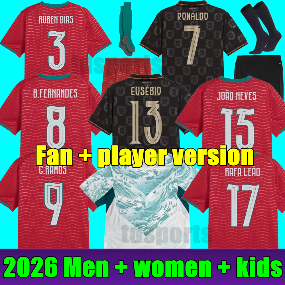 2026 Portuguesa Soccer Jerseys RoNalDo JOAO FELIX BERNARDO B.FERNANDES VITINHA ANDRE SILVA 26 27 Portugal Football Shirt Team Men women kids kit Fans player version