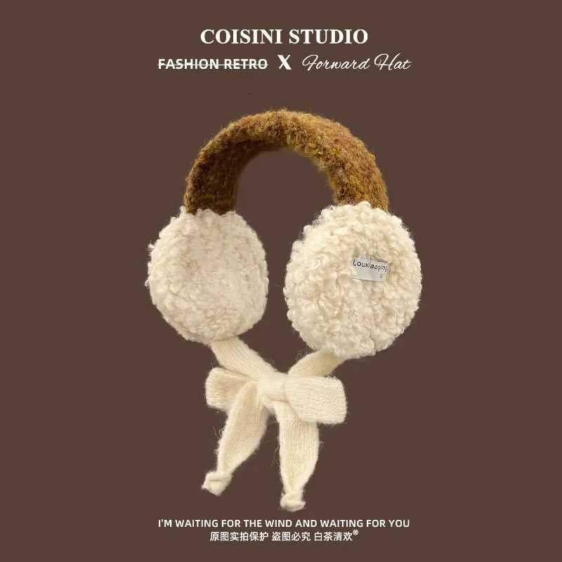Korean Ins Contrasting Color Straps Earmuffs for Women Winter Fashion Versatile Thermal Ear Protectors Plush Pullover HatsXJ251205 - view 5