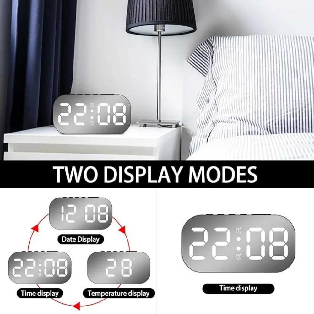 LED Digital Table Clock - Multifunctional Electronic Alarm ClockDisplay Time/Date/Cycle/Temperature for Desk/Bedroom Clock M251205 - view 3