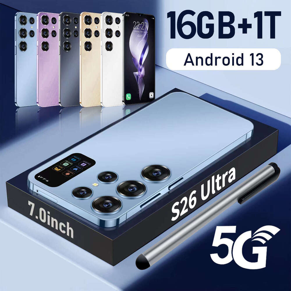 S26 Ultra,Smartphone Android13 7.0 inch,16+1TB ROM,4G Network,Mobile phones,Dual SIM,48+72MP Camera,Cellphones