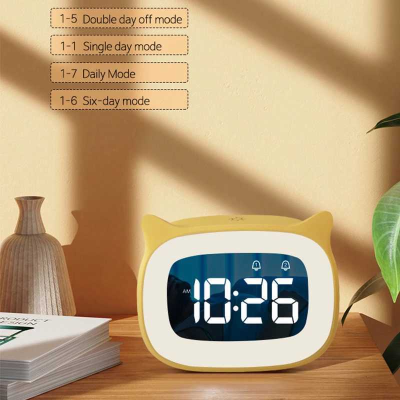 Cat Shape Alarm Clock LED Voice Control Desktop Clock Night Light USB Dual Music Digital Alarm Clock Home Table Decoration M251205 - view 5