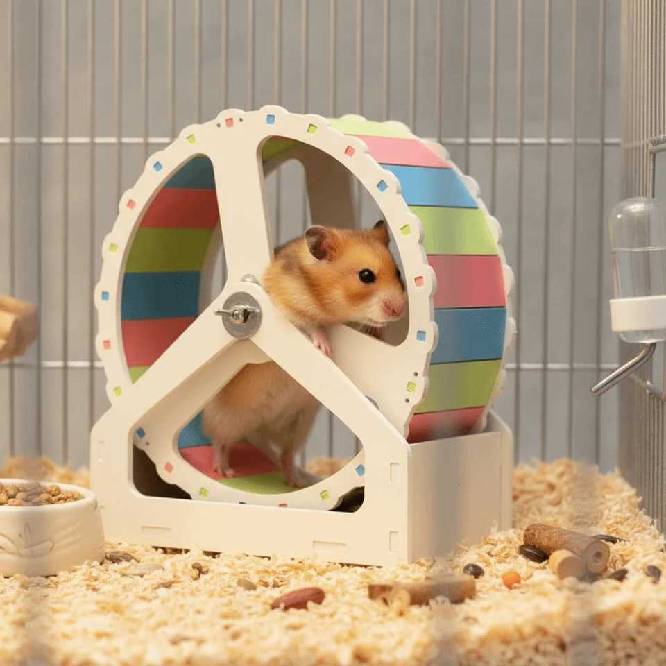 Animal Plastic Hamster Running Wheel Silent Stable Base Rodent Running Wheel Colorful 21cm Small Animal Wheel for Small Animals M251205