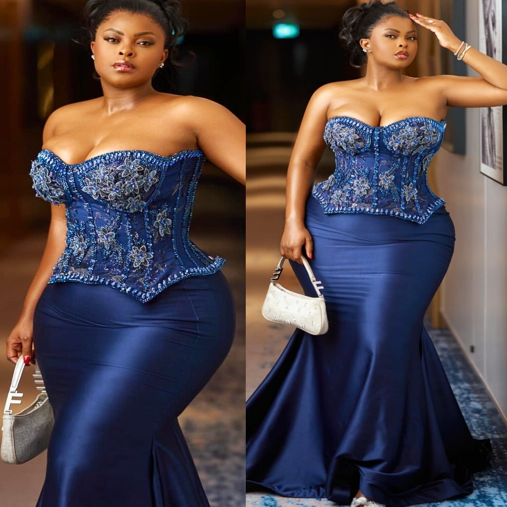 Aso Ebi Royal Blue Mermaid Prom Dresses 2026 Crystals Floral Lace Satin Evening Formal Party Second Birthday Engagement Gowns Plus Size Dress For Spec