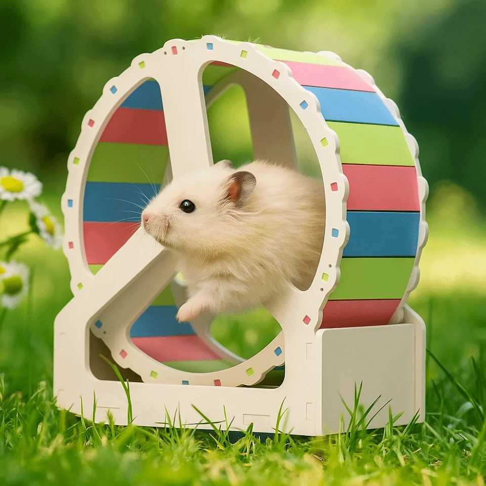 Plastic Hamster Running Wheel Stable Base Silent Pet Hamster Bracket Colorful 21cm Exercise Wheel for Small Animals M251205